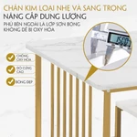 Bàn trà sofa ANA phòng khách mặt bàn họa tiết vân đá cẩm thạch 2 tầng khung thép chân sơn nhũ vàng mã SF01 — ảnh 6