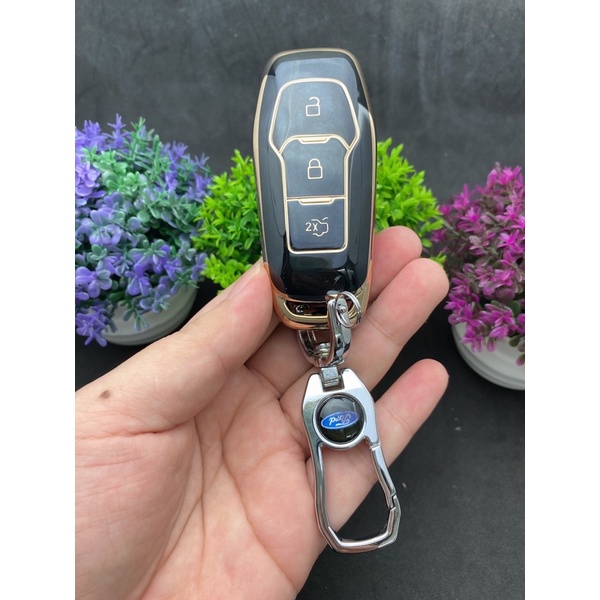 Bao chìa khóa Đen Vàng- Ốp chìa khóa  TPU Đen Vàng xe Ford 3 nút thông minh