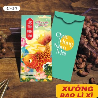 100 bao lì xì mẫu đỏ may mắn năm mới 2023, kt 8x16cm (C31-C40)