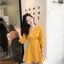 VÁY NỮ MÀU VÀNG CAM CHÂM BI TRẮNG TAY LỠ CÓ LÓT KHÔNG XÙ NHÃO
