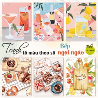 [TỔNG HỢP] Tranh Tô Màu Theo Số Madoca Khung 40x50cm Bếp Ngọt Ngào