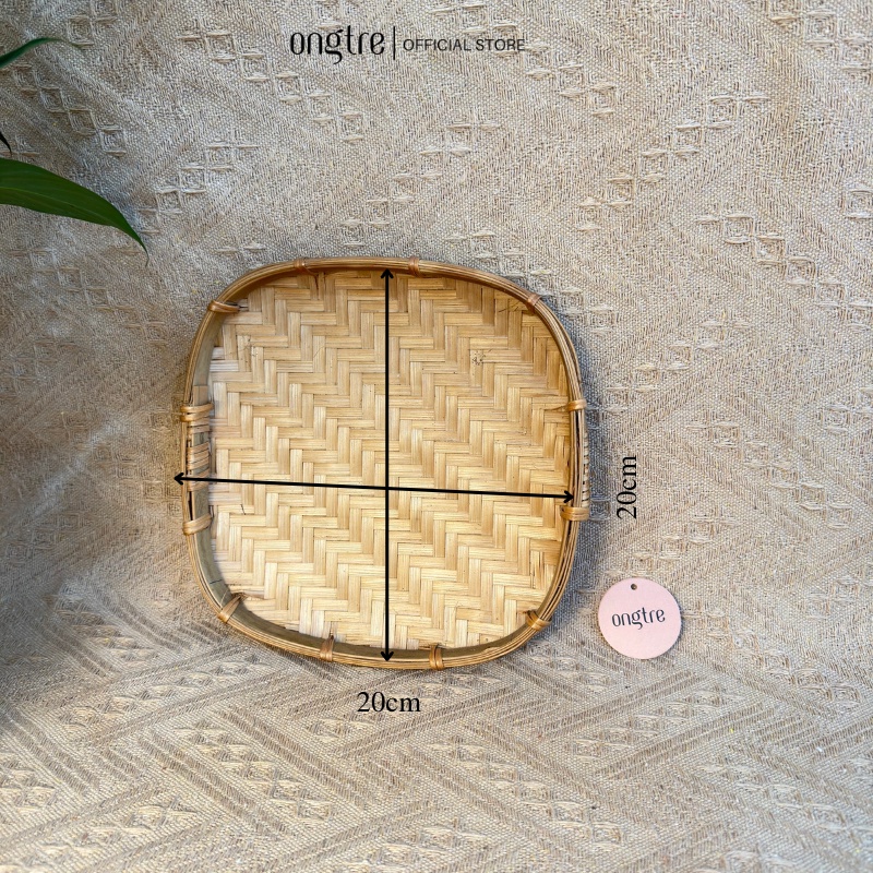 Mẹt tre vuông thủ công ONGTRE 20/25/30cm phục vụ nhà hàng, decor trang trí