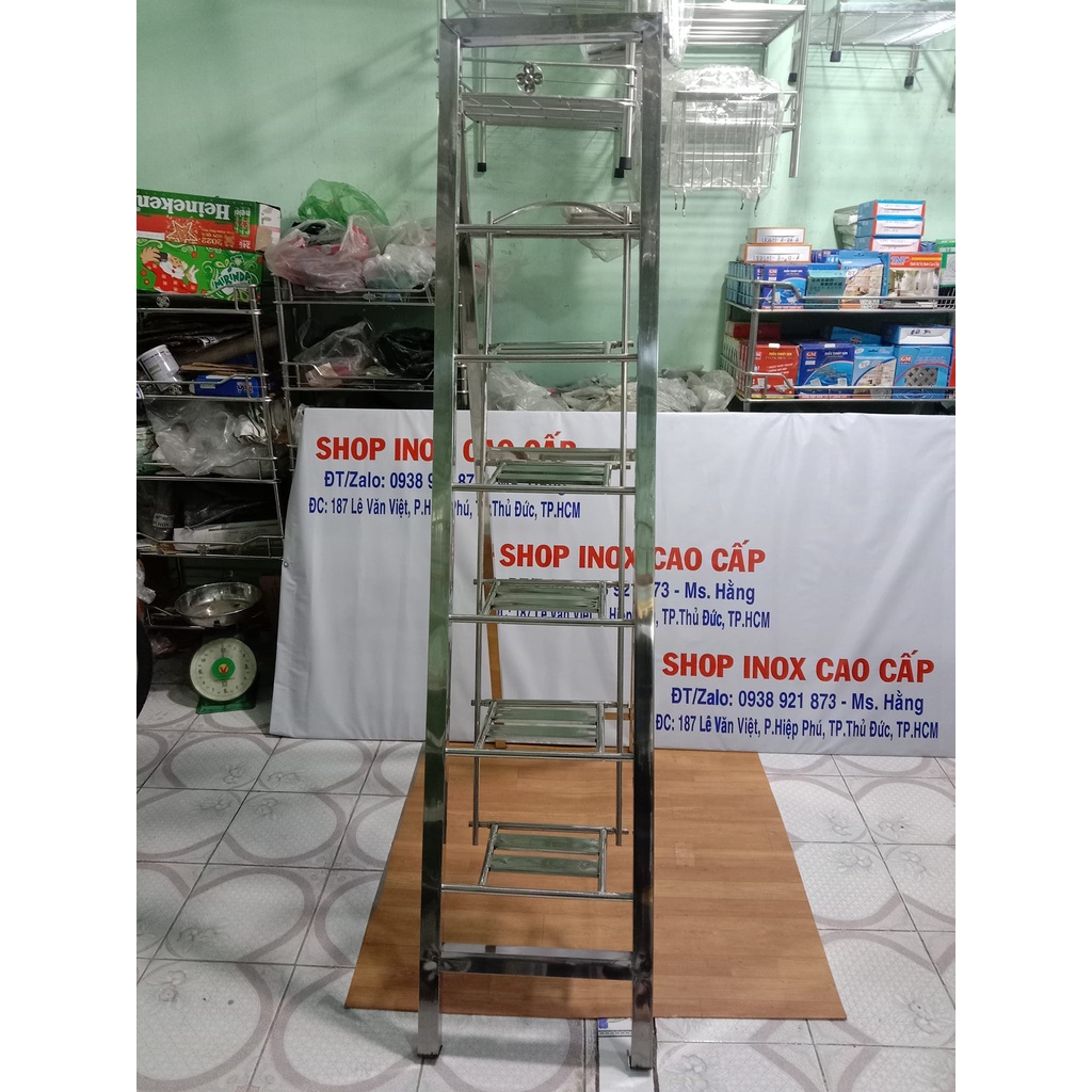 ( HCM) - Thang Xếp INOX SUS 304 Cao Cấp 6 Bậc Hộp Vuông 38 mm - Mã ...