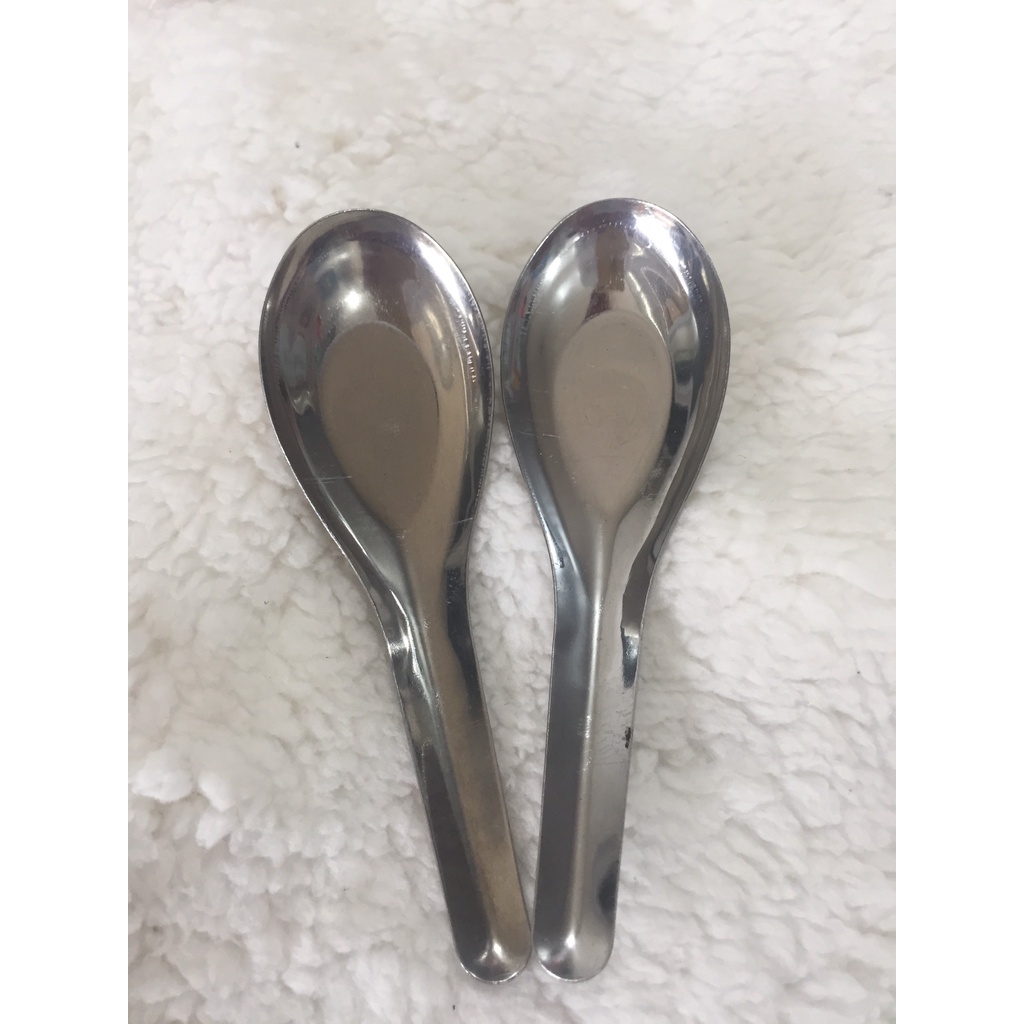 COMBO 2 Thìa ăn cơm Thìa ăn phở Thìa ăn súp inox cao cấp - Màu trắng bạc 15.5 cm