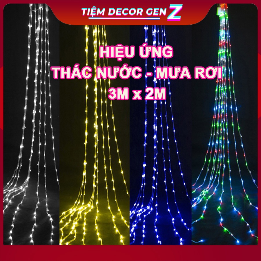 Đèn Led Trang Trí thả mành hiệu ứng mưa rơi,thác nước Rộng 3M X Dài2,5M ...