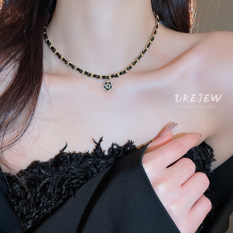 DREJEW zircon hoa trà da quanh co vòng cổ nhẹ sang trọng dây chuyền xương đòn cao cấp khí chất vòng cổ dành cho nữ