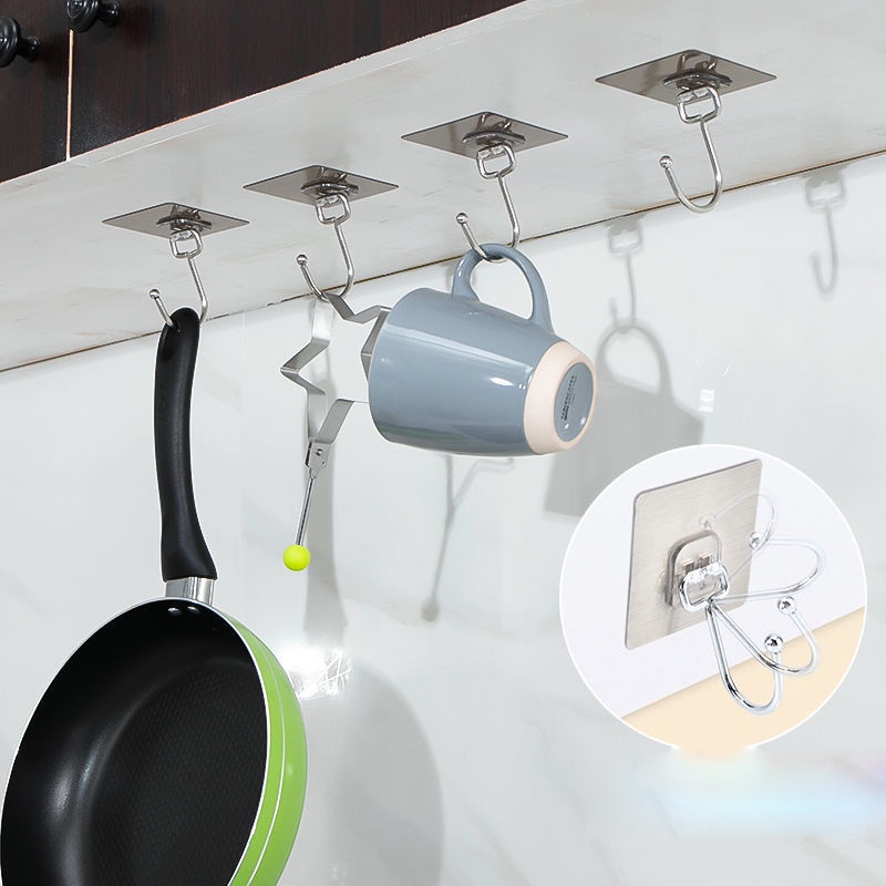 COMBO Móc bạc dán tường chịu lực siêu dính treo đồ,đa năng tiện ích inox 304