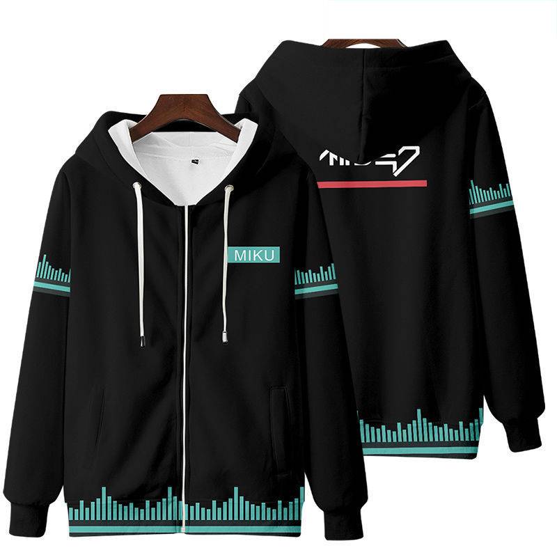 Gn Hatsune Miku Áo Unisex Top Dài Tay Dây Kéo Áo Anime Thường Ngày Rời Đồ Họa Áo Ngoài Plus SIze NG