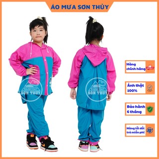 ( HÀNG SỊN )Áo mưa bộ trẻ em Sơn Thủy có lưng che cặp , bộ áo mưa dễ thương bằng PVC cao cấp an toàn cho bé trai bé gái