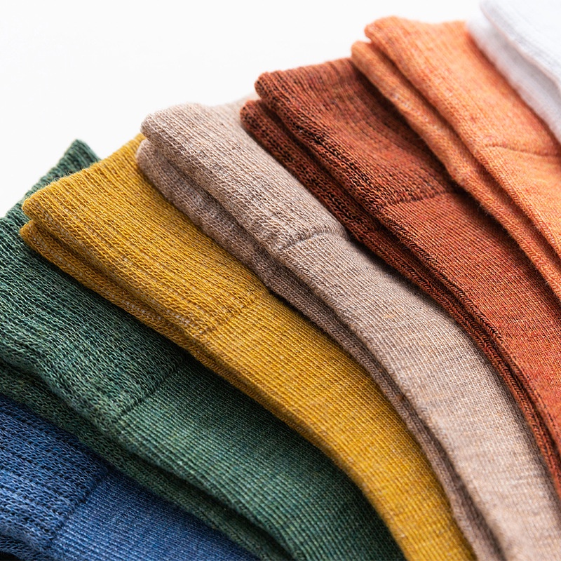 Tất trắng trơn cổ cao nữ nam phong cách Vintage Hàn Quốc vớ nhún gân tăm chất cotton mềm thời trang thu hè HANASO TD030