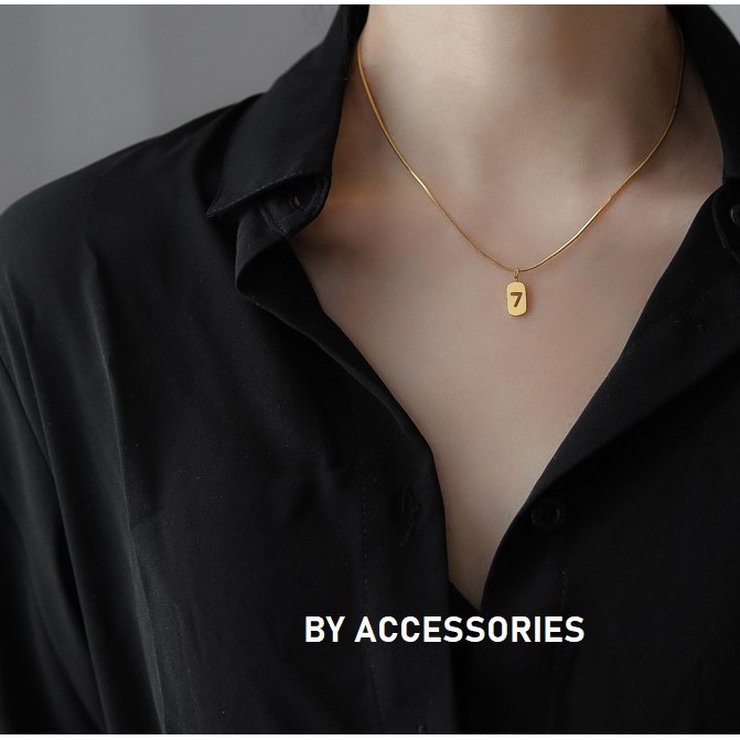 Dây chuyền nữ unisex titan lucky 7 mạ vàng 18K không gỉ