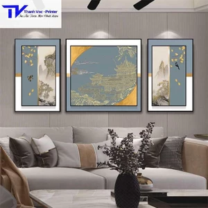 Tranh Treo Tường Nhà Thời Xưa , Tranh Tráng Gương ( Bộ 3 Tấm )