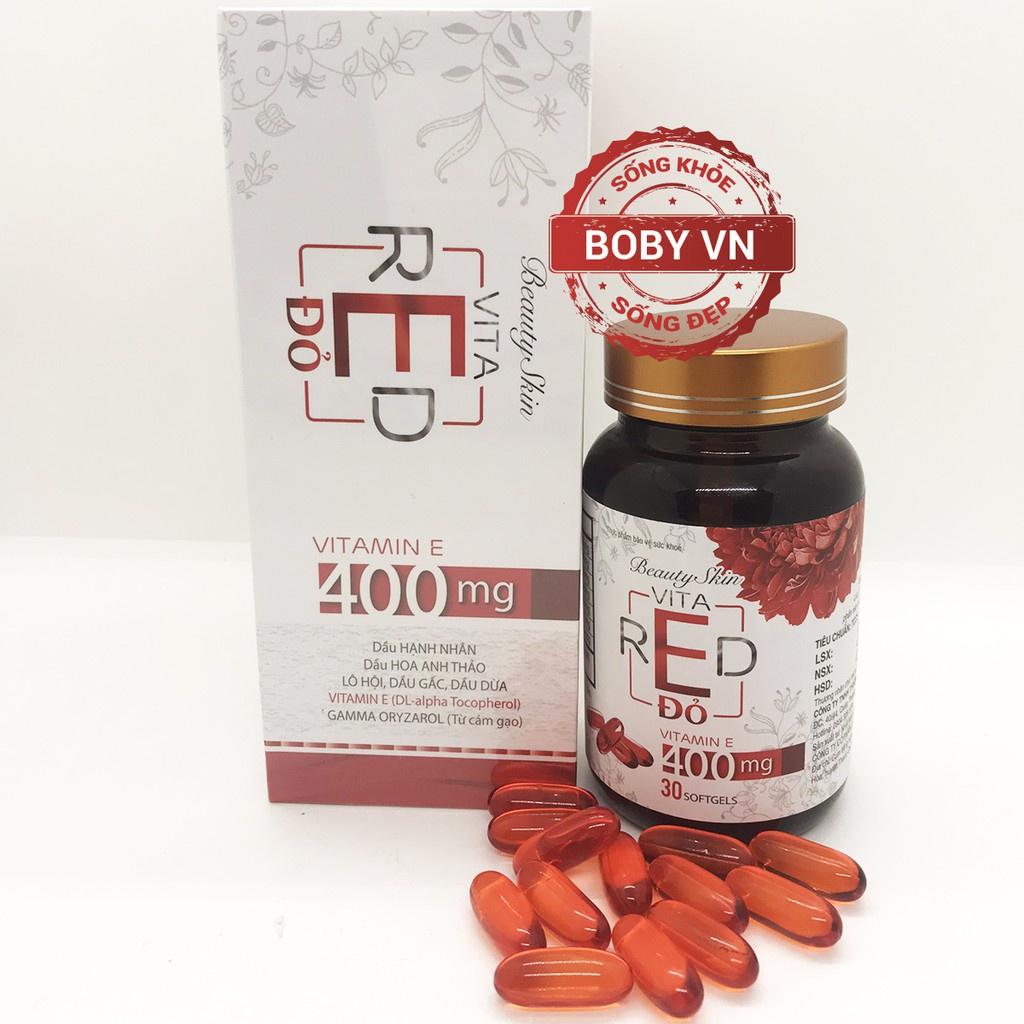 Vitamin E Đỏ 400mg Beauty Skin Vita Red Lọ 30 Viên Bổ Sung Vitamin E Giảm Giảm Lão Hóa Da