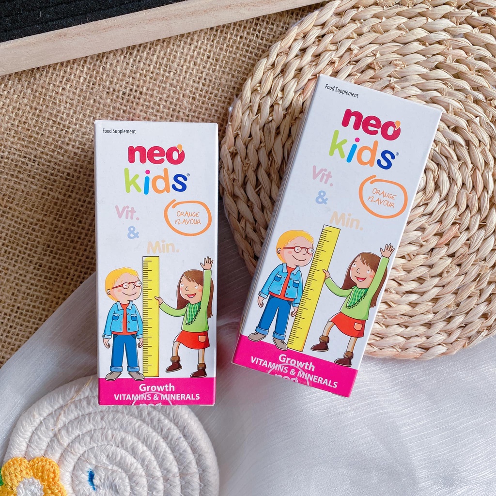 Combo 2 hộp Neo Kids Growth, Bổ sung 18 Vitamin và khoáng chất, hỗ trợ bé biếng ăn chai 150ml