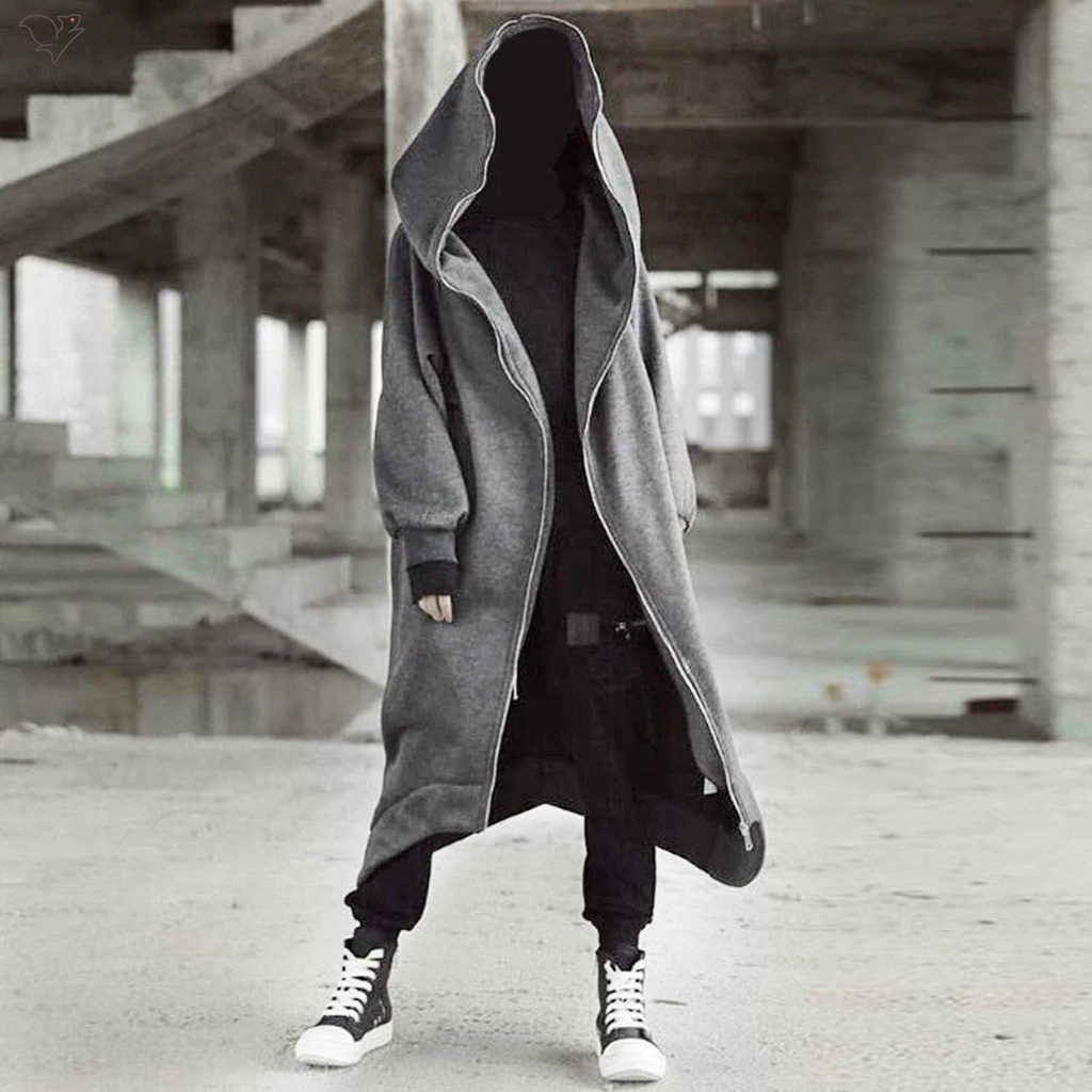Unisex Dài Tay Có Mũ Trùm Đầu Nazgul Áo Dài Dây Kéo Đóng Cửa Lông Cừu Lót Thời Trang Ấm Áp Nam Nữ Dài Trùm Đầu Dây Kéo Đóng Cửa Có Mũ Trùm Đầu Nazgul Áo Dài
