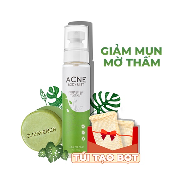 [2 xà phòng 1 xịt] Tặng 2 túi tạo bọt - Giảm mụn lưng, giảm thâm Elizavenca
