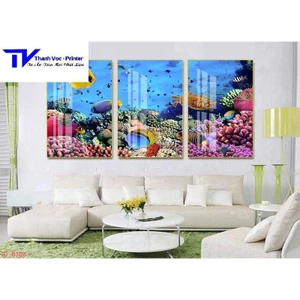 Bộ 3 Tranh Treo Tường Đại Dương - Biển, Tranh Tráng Gương ( Bộ 3 Tấm )