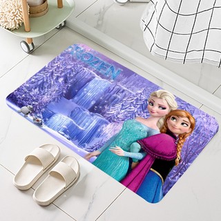 Thảm lót cửa chùi chân Frozen Elsa và Anna Tấm chùi chân Flannel in một mặt cho phòng tắm Nhà bếp Thảm lối vào Trang trí nội thất Thảm trải sàn chống trượt 60x40cm