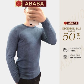 Áo len nam cổ tròn lông cừu ABABA Dáng ôm body mềm mịn dày ấm len nam dài tay - ABA-TRONTIEUCUU