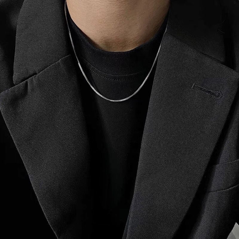 Dây chuyền titan unisex xích trơn khối vảy cá mảnh không gỉ