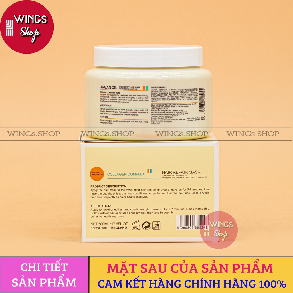 Kem Ủ Tóc, Hấp Tóc Olexrs Phục hồi tóc, Cho tóc chắc khoẻ, Mềm Mượt Chuẩn Salon 500ml, Wings Shop