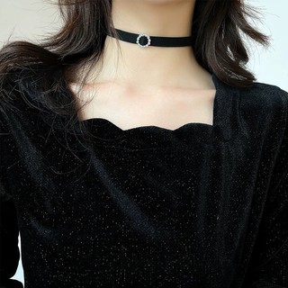 Choker đen đính tag đá sang chảnh, choker đá sáng lấp lánh Chồi accessories phong cách - B63