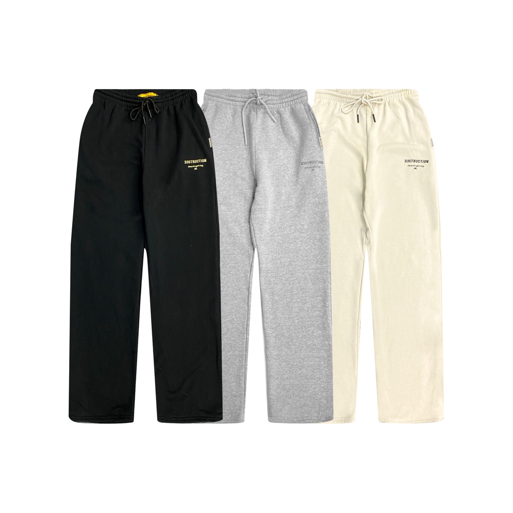Quần dài nỉ ống suôn, track pant local brand Destruction form rộng