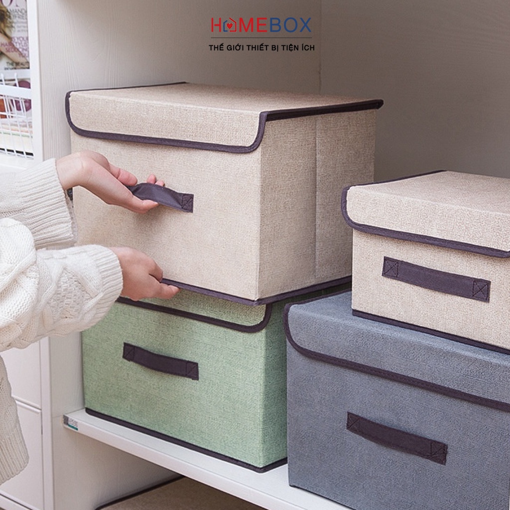 COMBO 2 Hộp Vải Đựng Đồ Quần Áo Đồ Lót Đa Năng Giỏ Đựng Quần Áo Ngăn Tủ Đồ Gấp Gọn Tiện Lợi