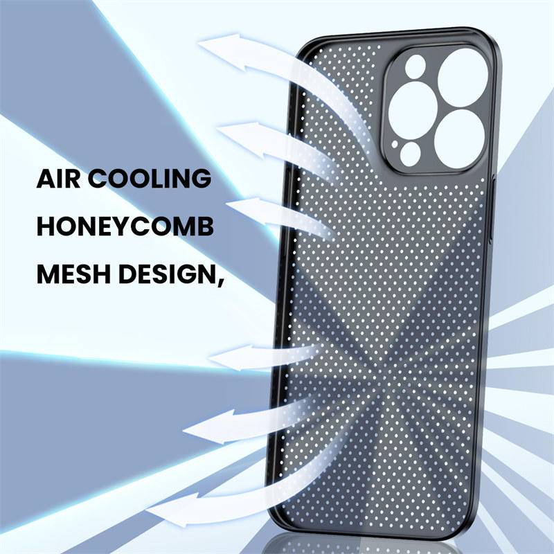 Ốp tản nhiệt lưới làm mát siêu mỏng cho iPhone 14 13 12 11 Pro Max Plus Thoáng khí mờ mỏng cứng chống sốc