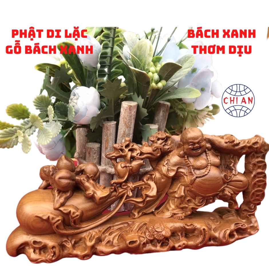 Tượng Di Lặc Kéo Bao Kích thước 20x9x6cm (ngang x cao x sâu) - Mang Tài Lộc Đến - Gỗ Bách Xanh Mùi Thơm Dịu