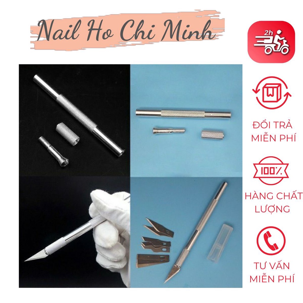 Dao cắt bột nail inox tặng kèm 5 lưỡi dao thay thế