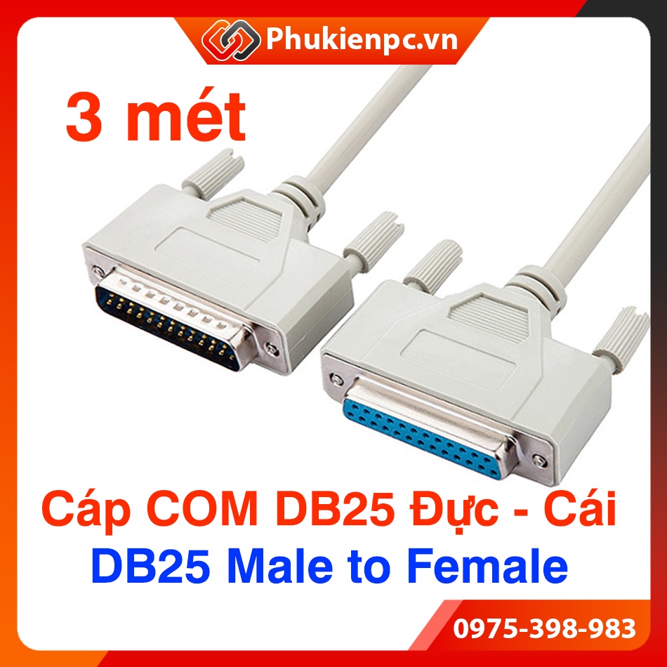 Dây cáp COM DB25 Đực sang DB25 Cái, dài 3M nối thẳng (male to female ...