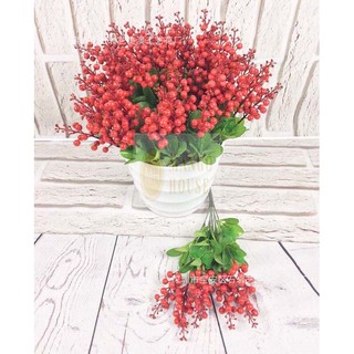 Cành đào đông 7 nhánh ngắn cao 35 cm kèm lá