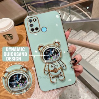 ốp lưng Realme 7i Realme c17 Ốp Điện Thoại TPU silicone Mềm Mạ Điện 3D Có Giá Đỡ Hình Gấu Kim Tuyến Cho Realme 7i Realme c17
