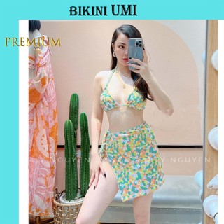 BỘ BƠI 2 MẢNH HOA NHÍ KÈM VÁY XANH LÁ-BIKINISTORE