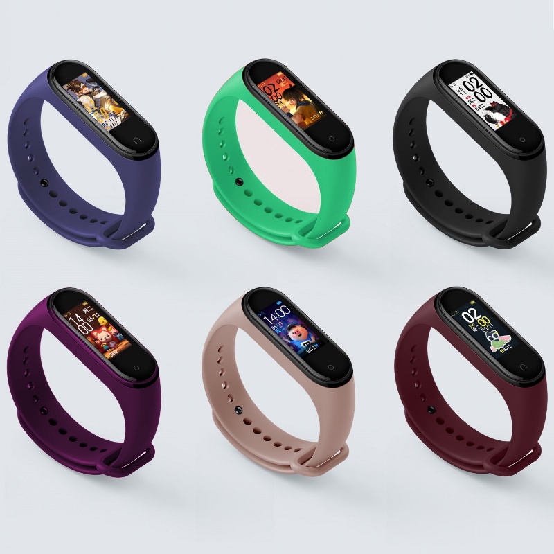 Vòng tay thay thế dây đeo silicon cho Xiaomi Mi Band 3/4/5/6/7/8/9/10, tương thích Miband 3/4/5