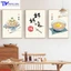 Tranh Treo Tường Trang Trí Phòng Ăn 2 , Tranh Tráng Gương ( Bộ 3 Tấm )