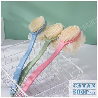 Cây cọ lưng tắm 2 đầu bông vải lưới và lông bàn chải sản phẩm cần thiết cho phòng tắm