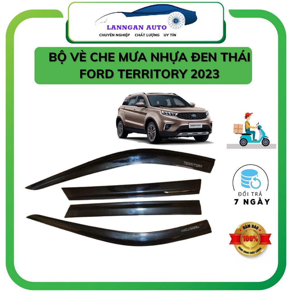 Bộ vè che mưa Ford Territory 2022-2026 - Vè mưa chỉ INOX và vè mưa nhựa đen Thái Lan, Chất liệu nhựa ABS