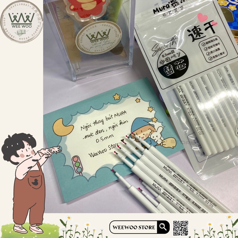 Ruột bút gel đen MURA ngòi 0.5mm - WeeWoo Store | Shopee Việt Nam