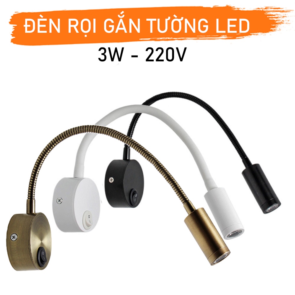 Đèn Led Rọi gắn tường 3W, Tích hợp Đèn đọc sách đầu giường, Đèn ngủ ...