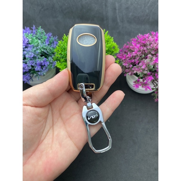 Bao chìa khóa Đen Vàng- Ốp chìa khóa  TPU Đen Vàng xe ô tô Kia k3 Soluto