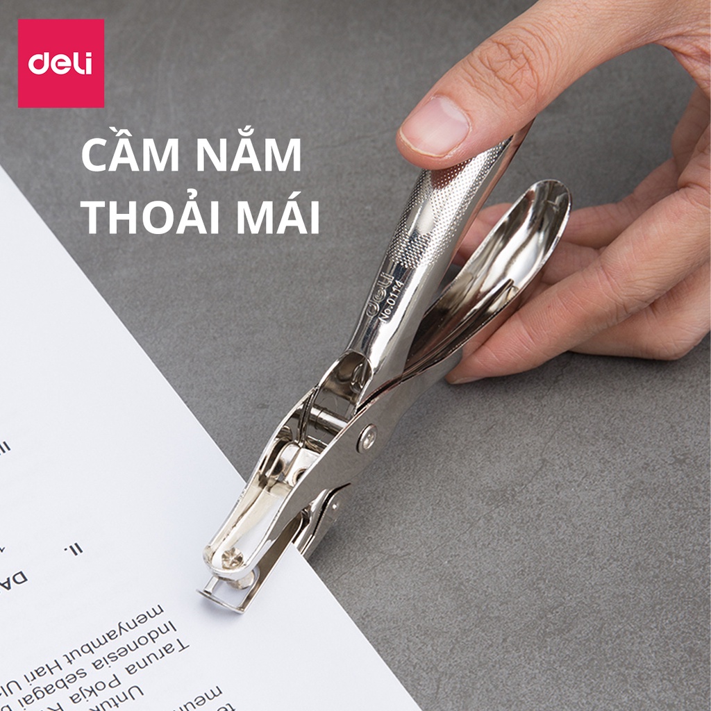 Kìm Bấm Đục Lỗ Giấy Refill Deli Dụng Cụ Bấm Lỗ Giấy Làm Sổ Còng Cầm Tay Tiện Lợi - E0114