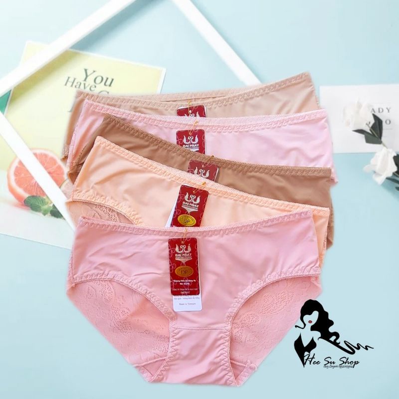 Set 5 quần lót thun lạnh phối ren không viền mông Đại Phát free size dưới 55kg mã 3248