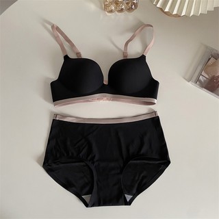 Bộ Áo Ngực Không Gọng 3 / 4 Cup + Quần Lót Nâng Ngực Màu Sắc Tương Phản Thân Thiện Với Làn Da Dành Cho Bạn Nữ