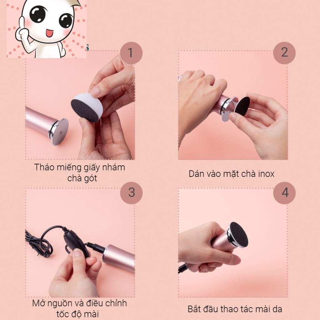 Máy chà gót chân cao cấp TL-DS01 Thế hệ mới nhất tặng 60 miếng chà gót