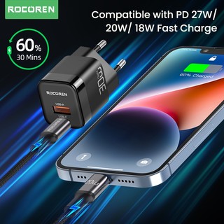 Rocoren PD 20W Cáp USB C Cho iPhone 14 13 12 Pro Max X XR Mini Sạc Nhanh Loại C Cáp Cho iPad USBC Dây Dữ Liệu