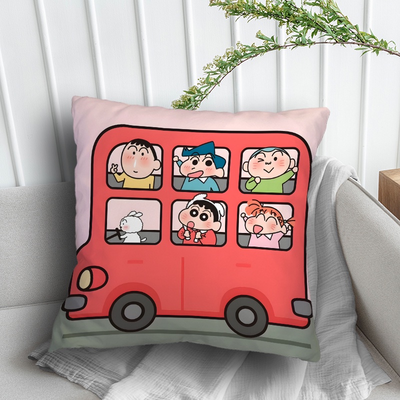 Vỏ Gối Polyester Một Mặt In Hình Cậu Bé Bút Chì Shin-chan Dễ Thương Trang Trí Nhà Cửa / Xe Hơi (Không Kèm Lõi)