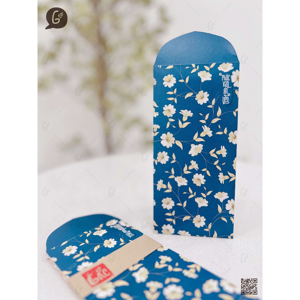 GX008 Bao lì xì Gác xép họa tiết hoa văn vintage chất liệu Kraft nhật nhập khẩu Tết 2025 (Daisy set)