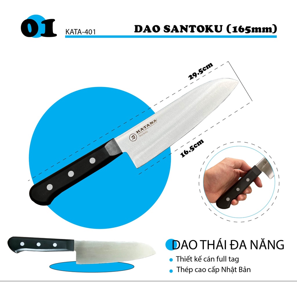 Ảnh BỘ DAO LÀM BẾP cao cấp KATANA Basic thép chống gỉ Made in Việt Nam - KATASET3 4